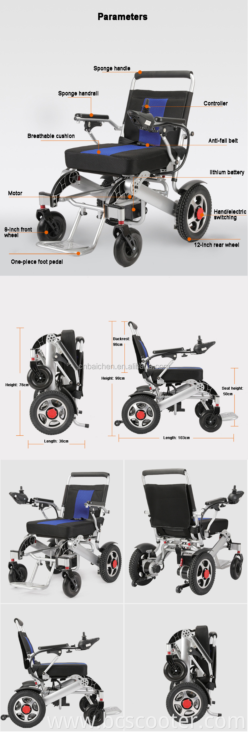 CE Approved 4x4 electric wheelchair with gps tracker price of wheelchair philippines